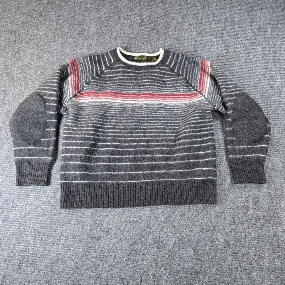 Vintage Timberland Weathergear Sweater XL‎ Merino Wool Cotton Striped Grey 90s